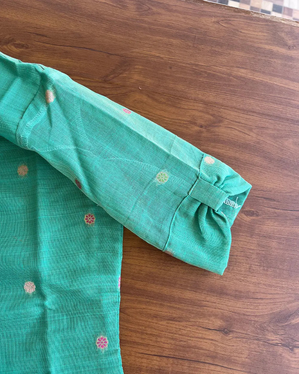 Sea Green Chanderi Silk Kurta Set (Top-Dupatta)