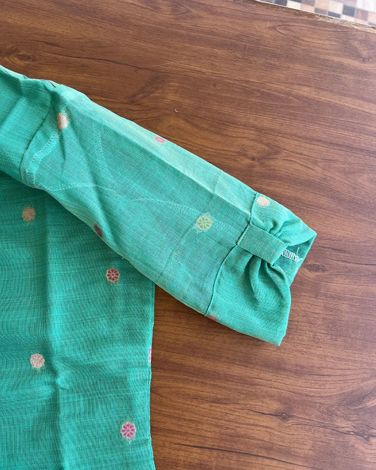 Sea Green Chanderi Silk Kurta Set (Top-Dupatta)