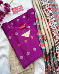 Premium Purple Raw Silk Kurta Set
