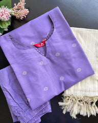 2 in 1 Lavender Handloom Cotton Kurta Set