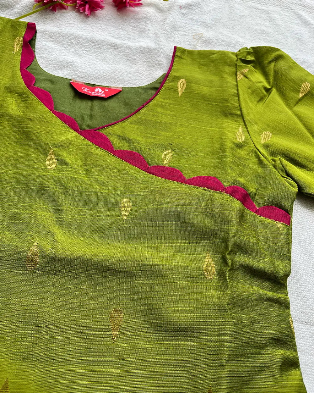 Green Slub Silk Kurta Set