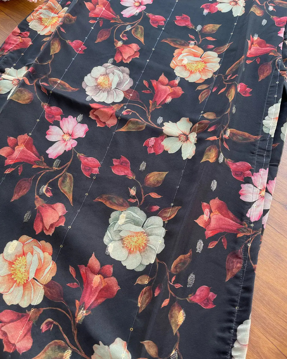 Black Floral Organza Kurta