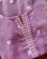 Lavender Pink Handloom Cotton Kurta Set