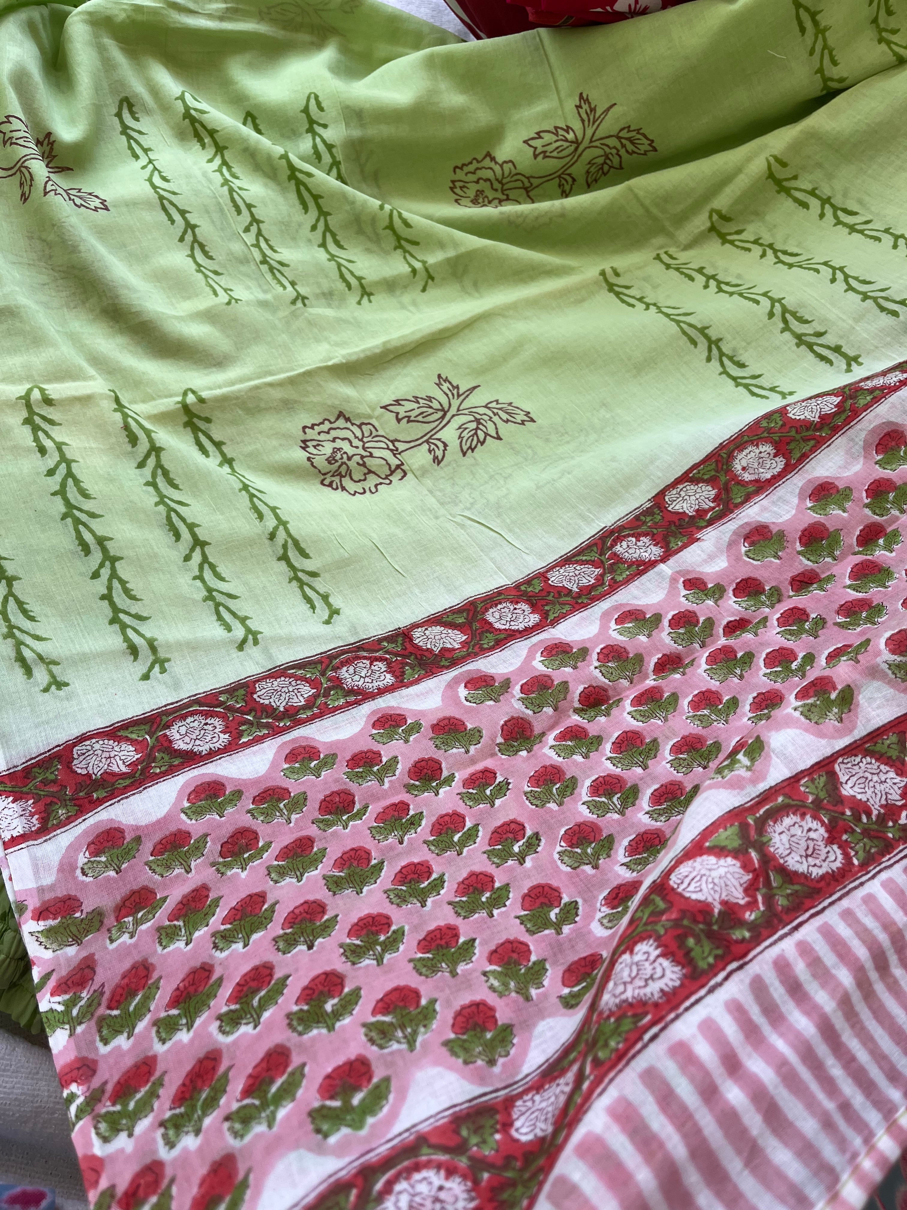 Handblock soft cotton kurta set