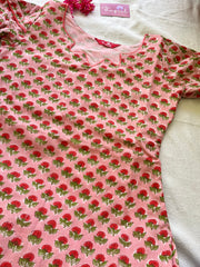 Handblock soft cotton kurta set