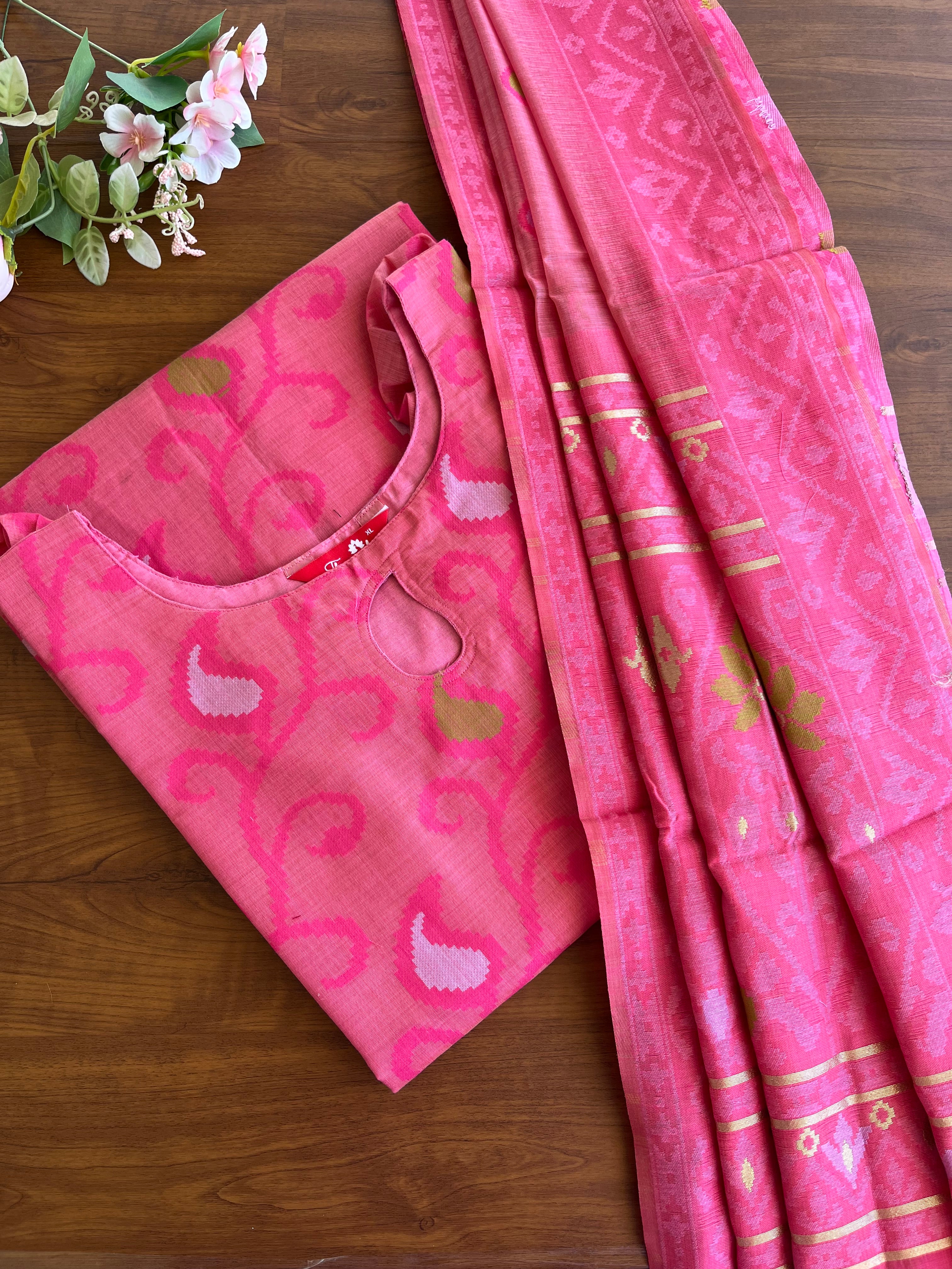 Pink Mango Kurta set (Top-dupatta)
