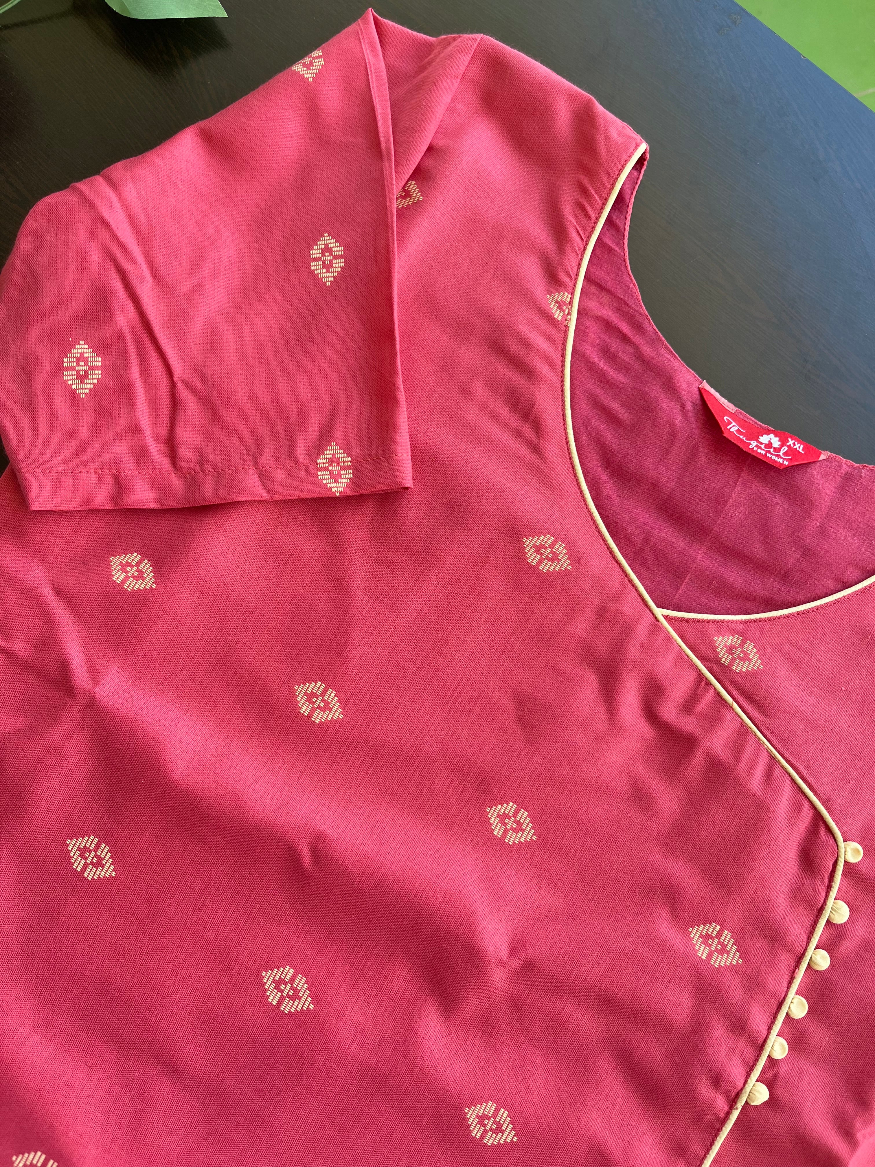 2 in 1 Peach Handloom Soft Cotton Kurta Set