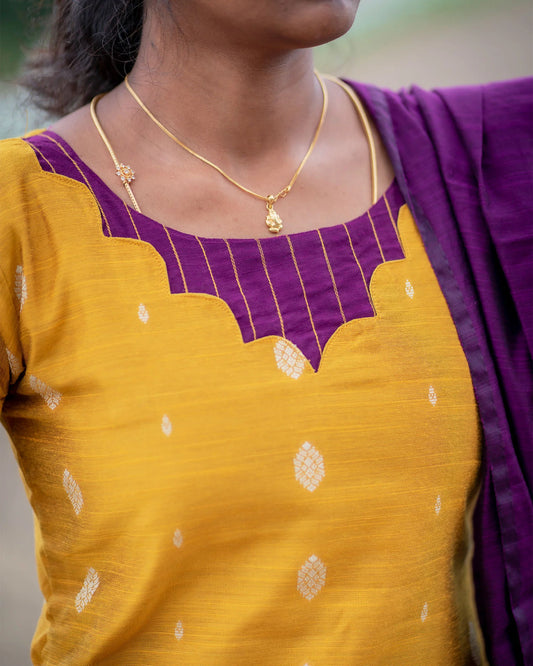 Marigold slub silk kurta set (PRE ORDER 15-30 days)