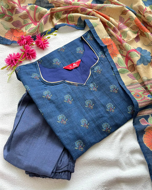 Luxe - Majestic Blue Raw Silk Kurta Set