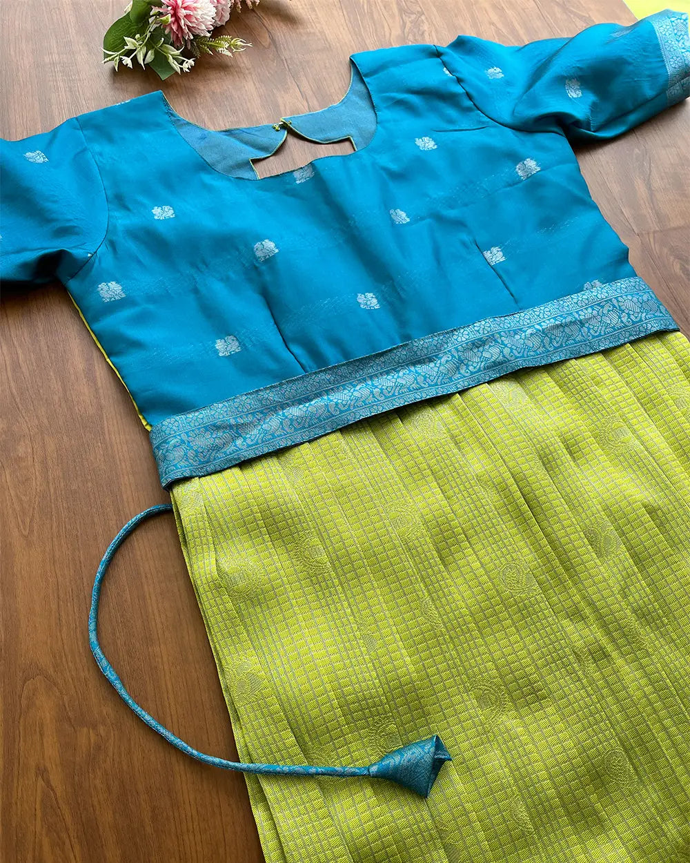 Green - Blue Pleated Maxi