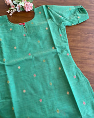 Sea Green Chanderi Silk Kurta Set (Top-Dupatta)