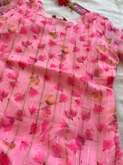 Pink Floral Organza Kurta