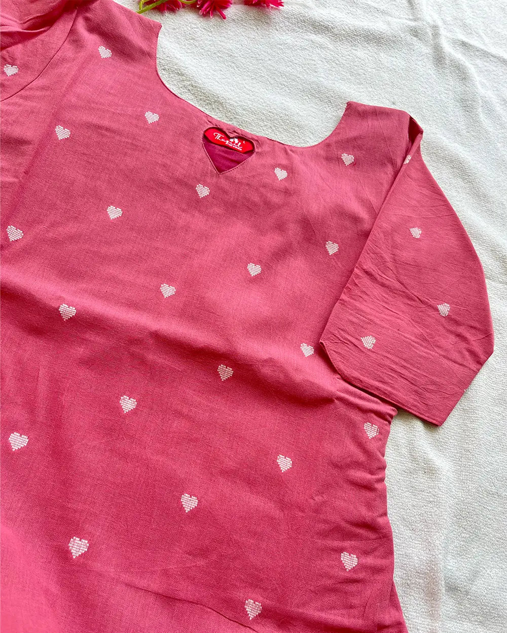 Pink Heart Cotton Handloom Co Cord