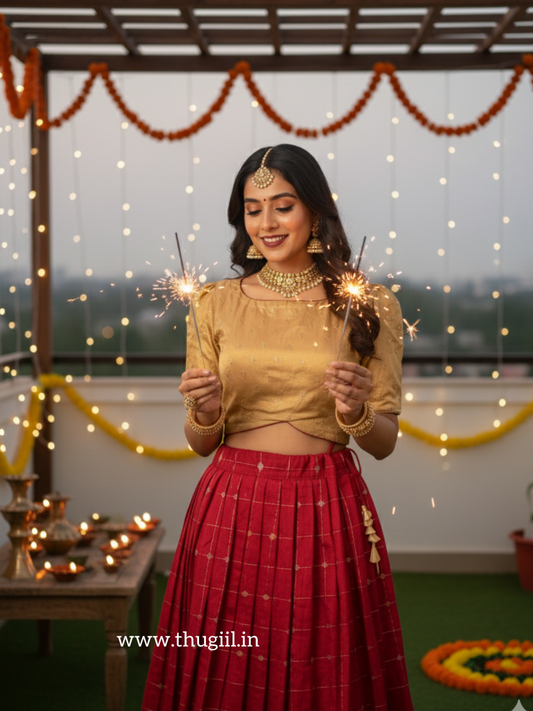 Gold & Maroon Top-skirt