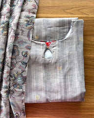 Luxe - Pure Jute Silk Kurta Set (Top-Dupatta)