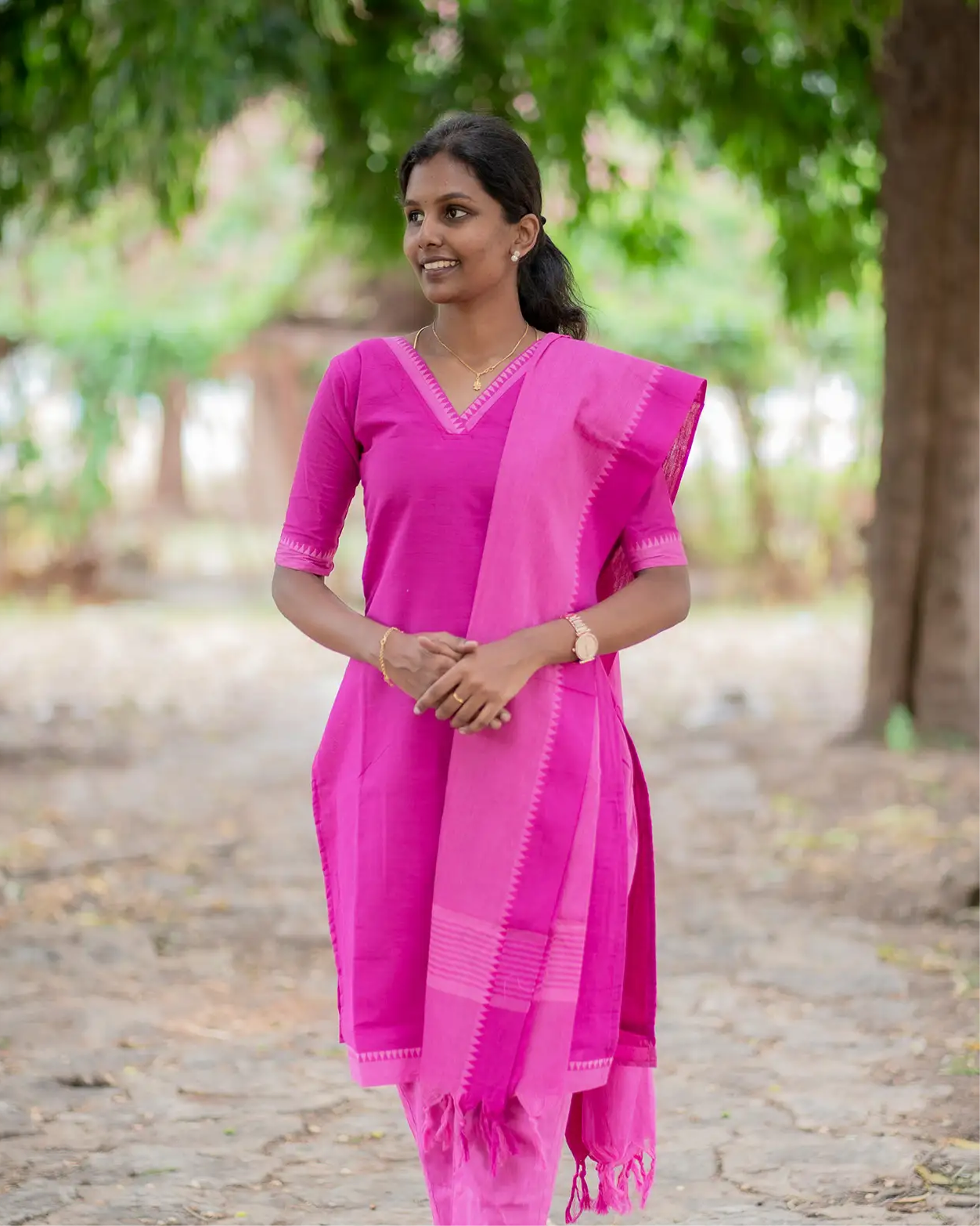 Gulabi handloom cotton kurta set
