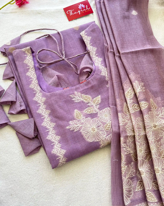 LUXE- Lavendar Jute Silk Kurta Set (Top-Dupatta)