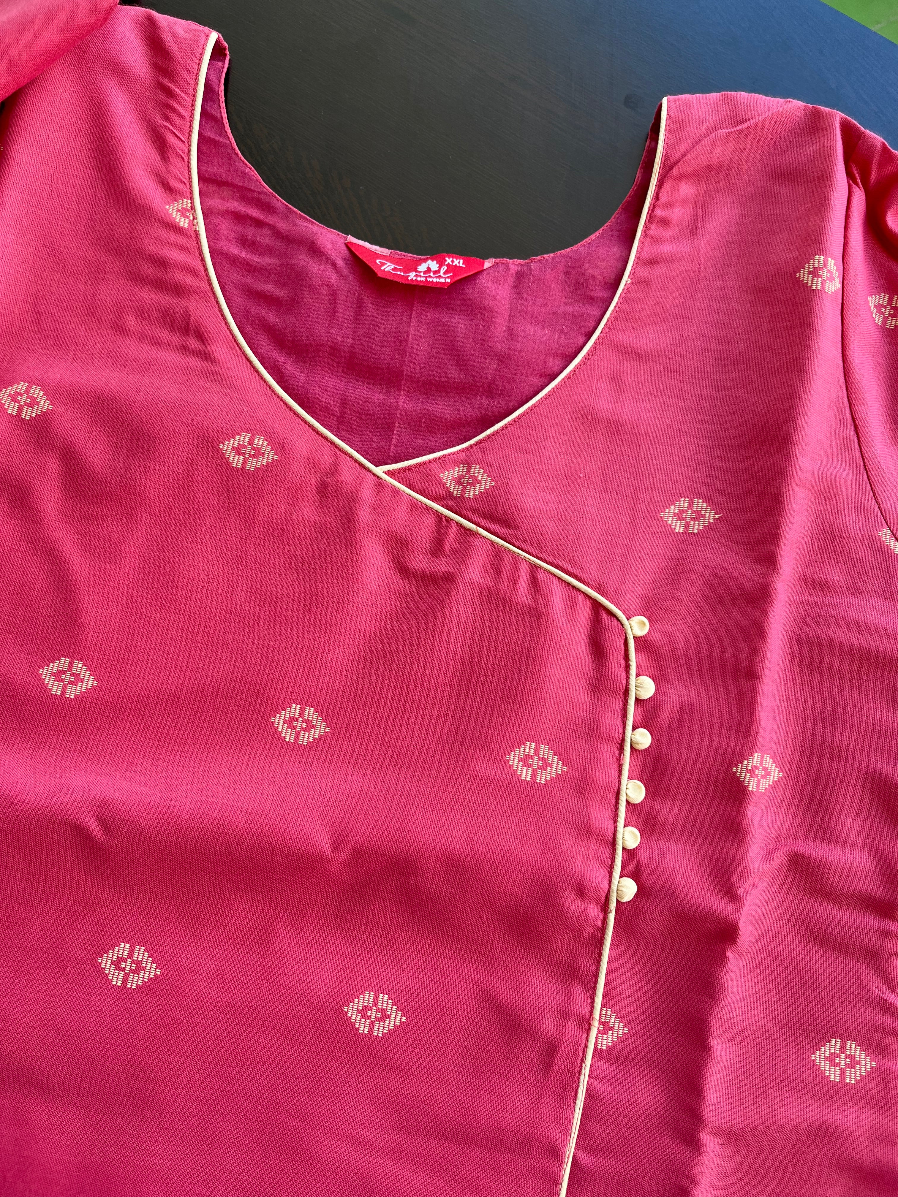 2 in 1 Peach Handloom Soft Cotton Kurta Set