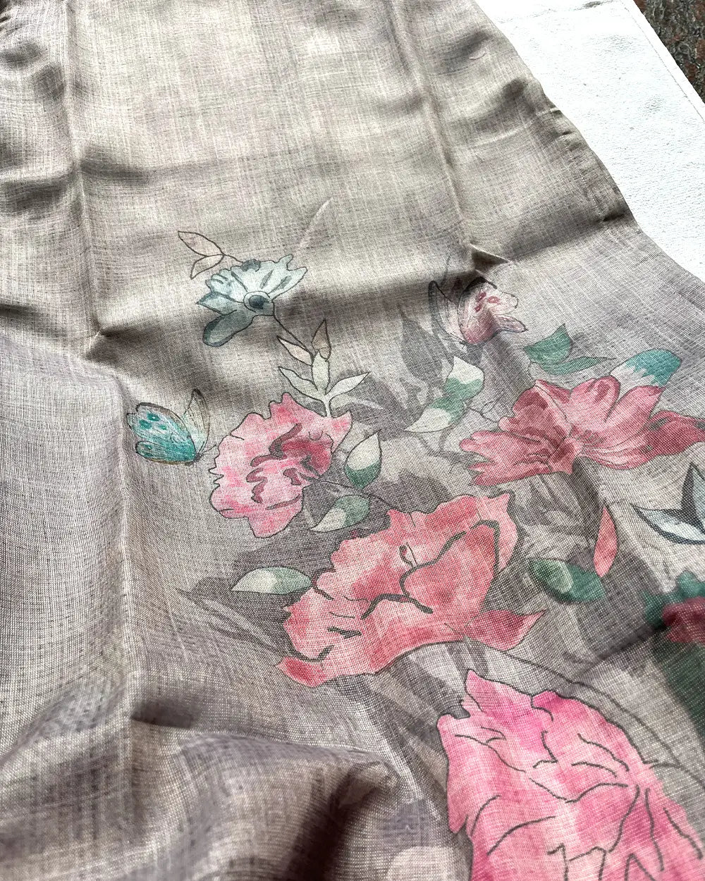 Light Grey Soft Tissue Silk Kurta Set