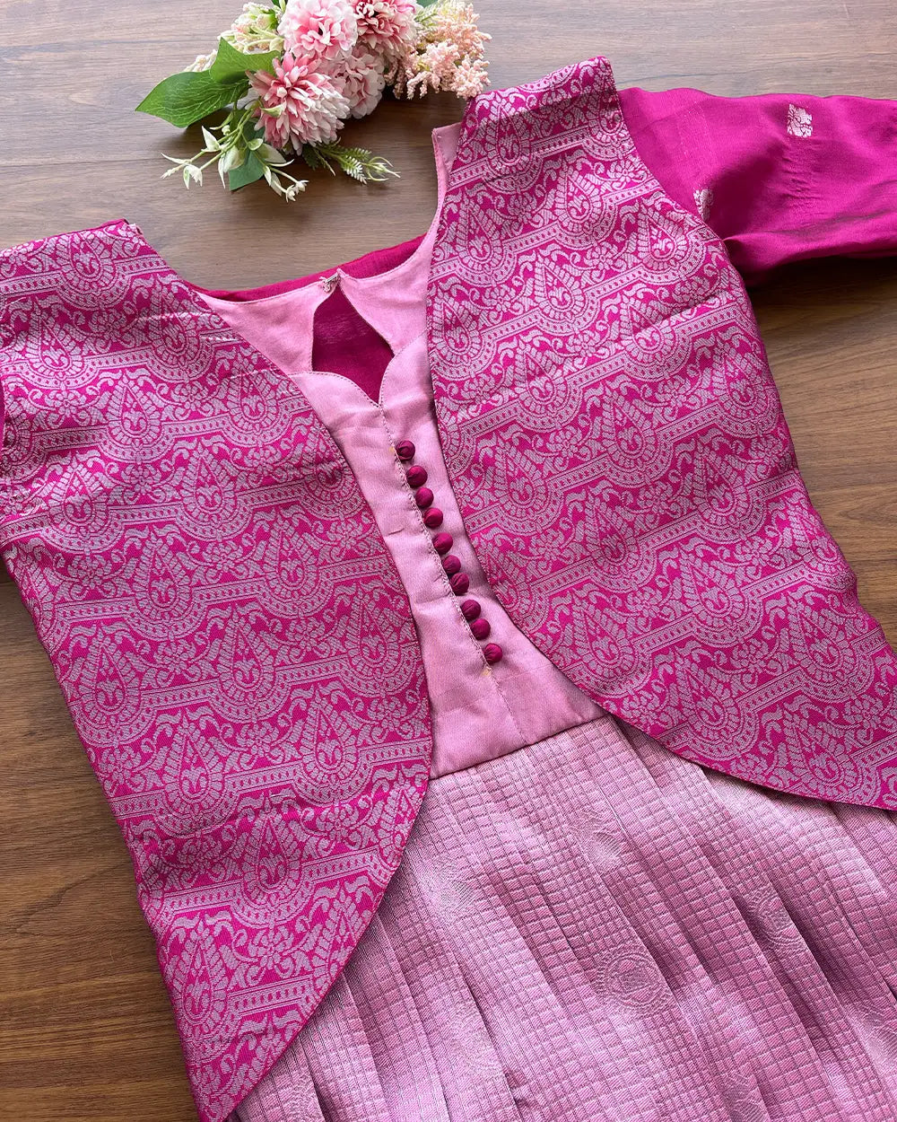 Pink Silk Pleated Maxi