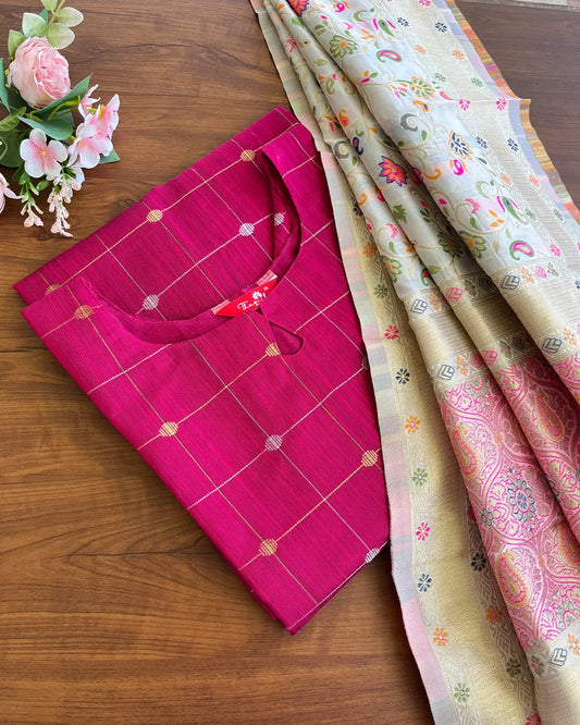 Pink Mix n Match Kurta set (Top-Dupatta)