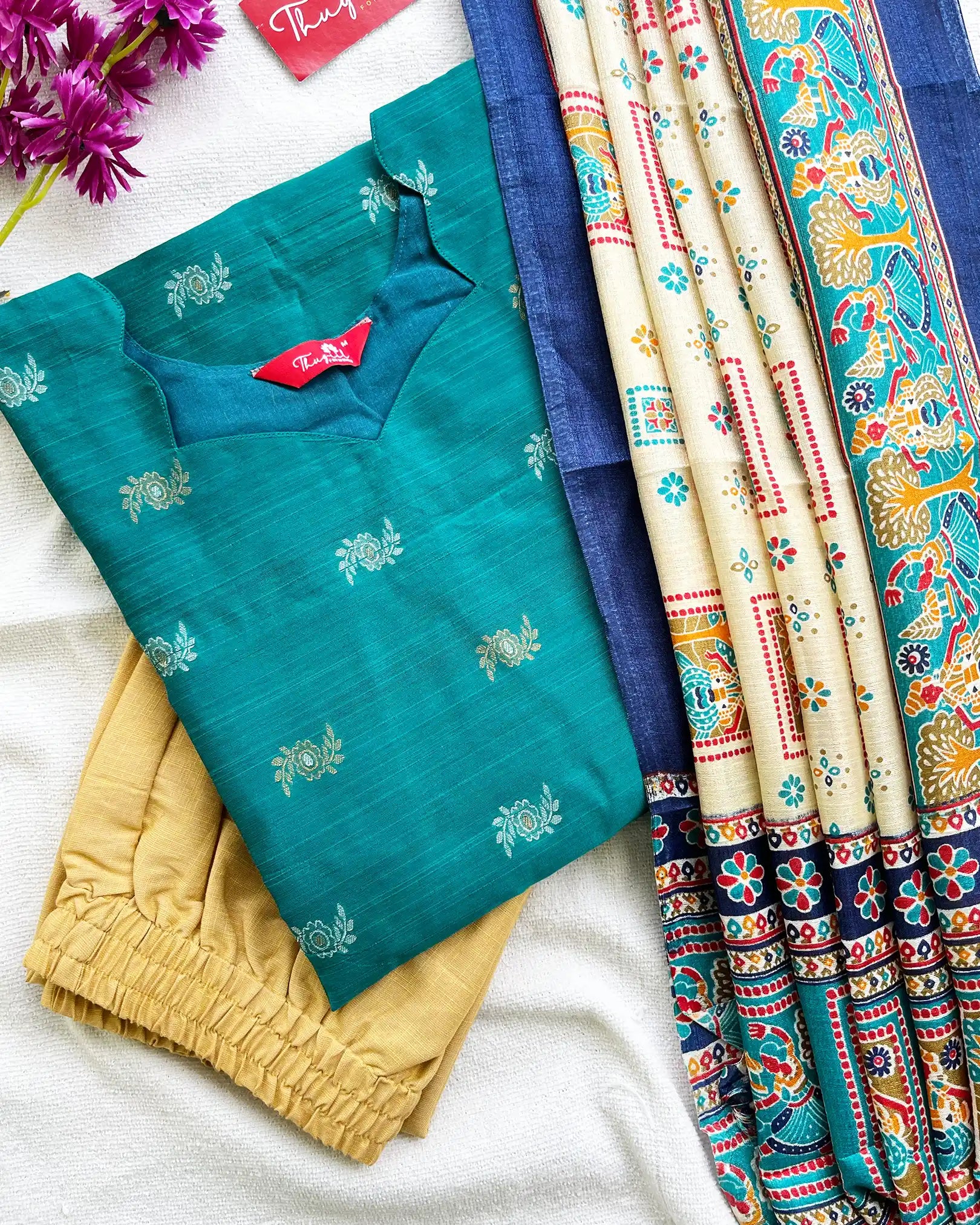 Premium raw silk kurta set