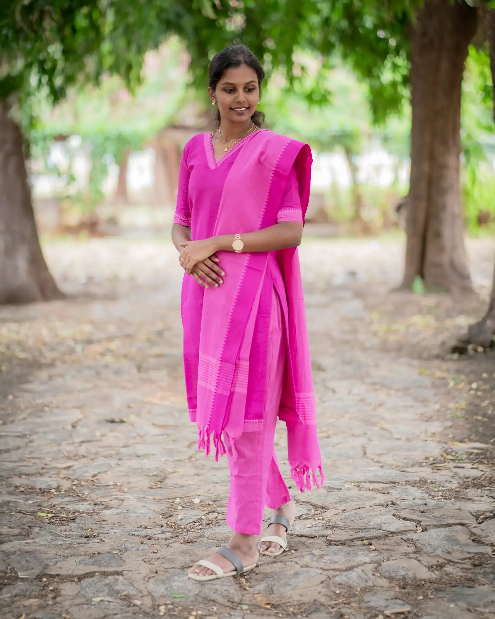Gulabi handloom cotton kurta set