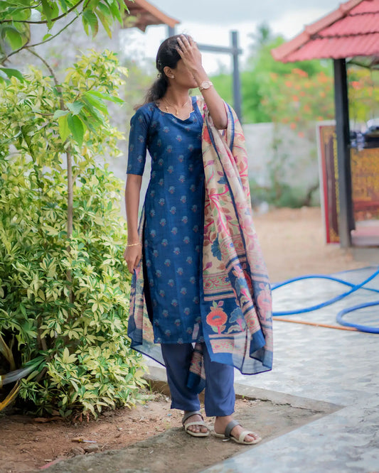 Luxe - Majestic Blue Raw Silk Kurta Set