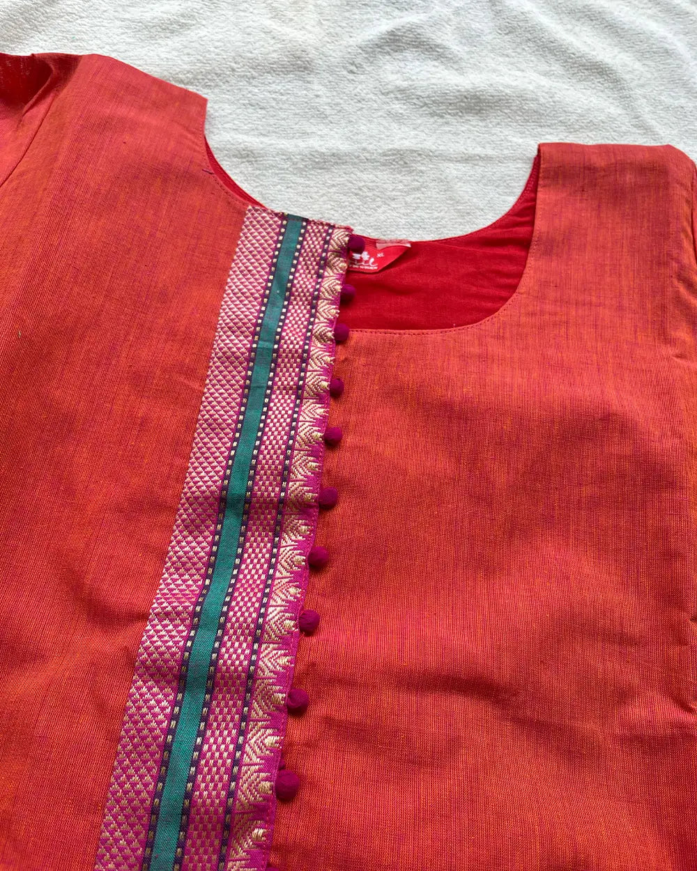 Orange Pink South Cotton Kurta Set