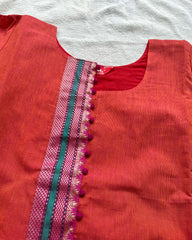 Orange Pink South Cotton Kurta Set