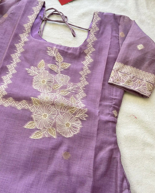 LUXE- Lavendar Jute Silk Kurta Set (Top-Dupatta)