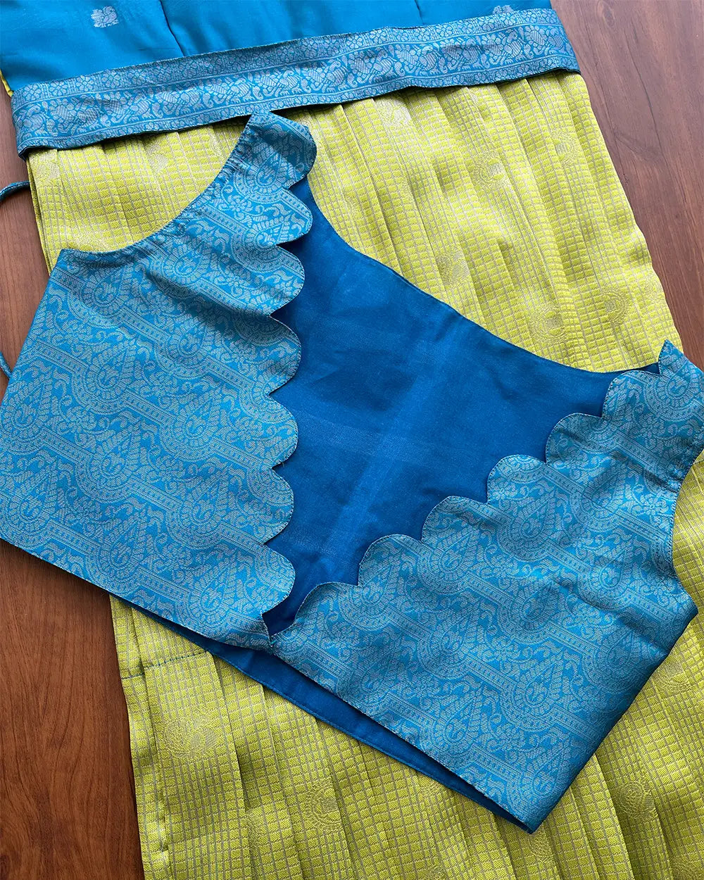 Green - Blue Pleated Maxi
