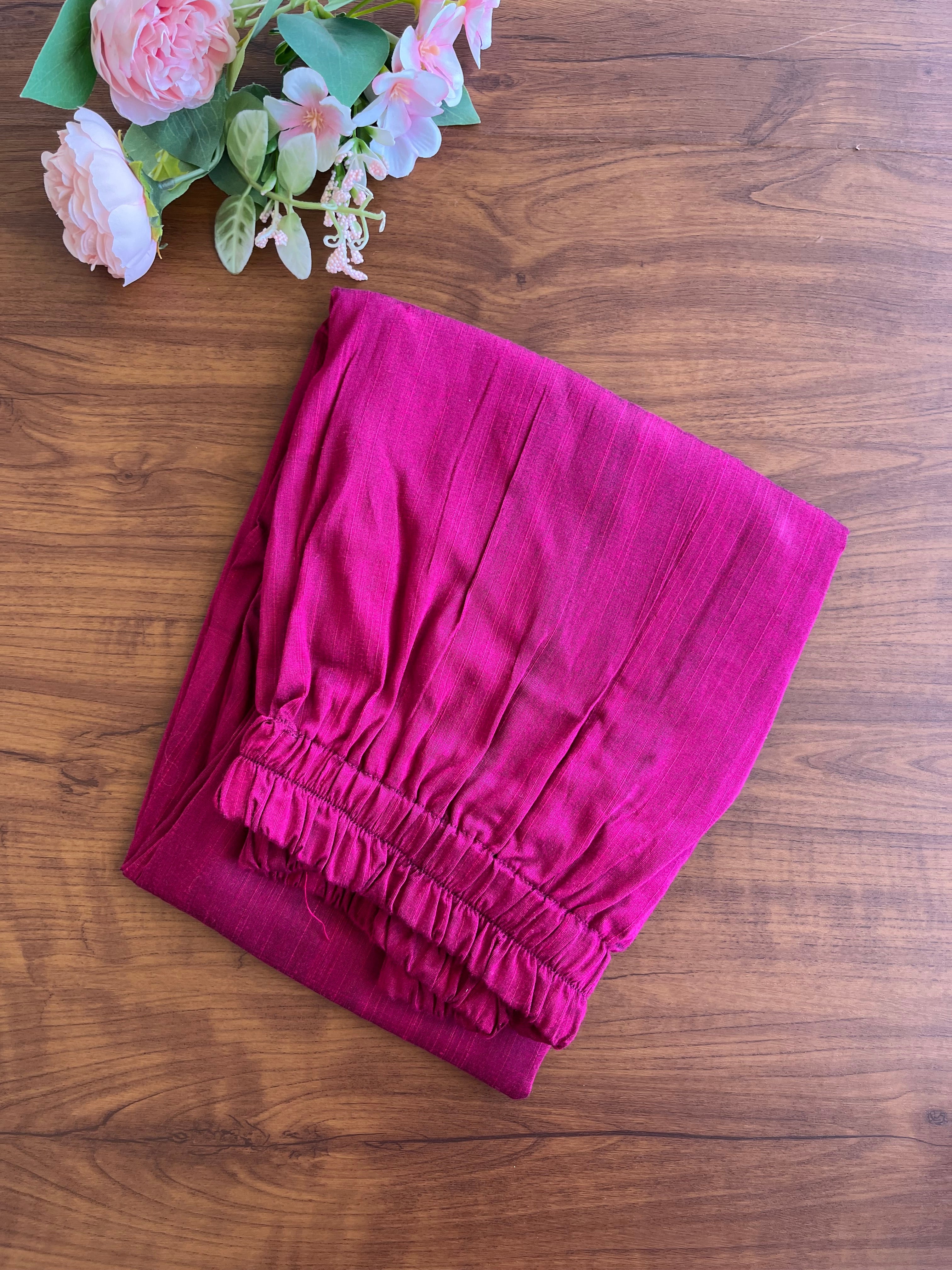 Dark Pink Slub Silk Kurta Set