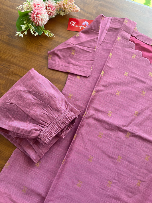 READY TO DISPATCH Mauve Rose Slub Silk Top-Pant
