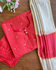 Crimson Red Butter Silk Kurta Set