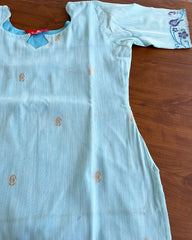 Sky Blue Jamdani Kurta Set (Top-Dupatta)