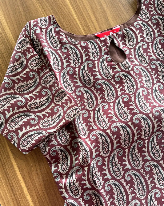 Maroon Ethnic Mango Silk Kurta