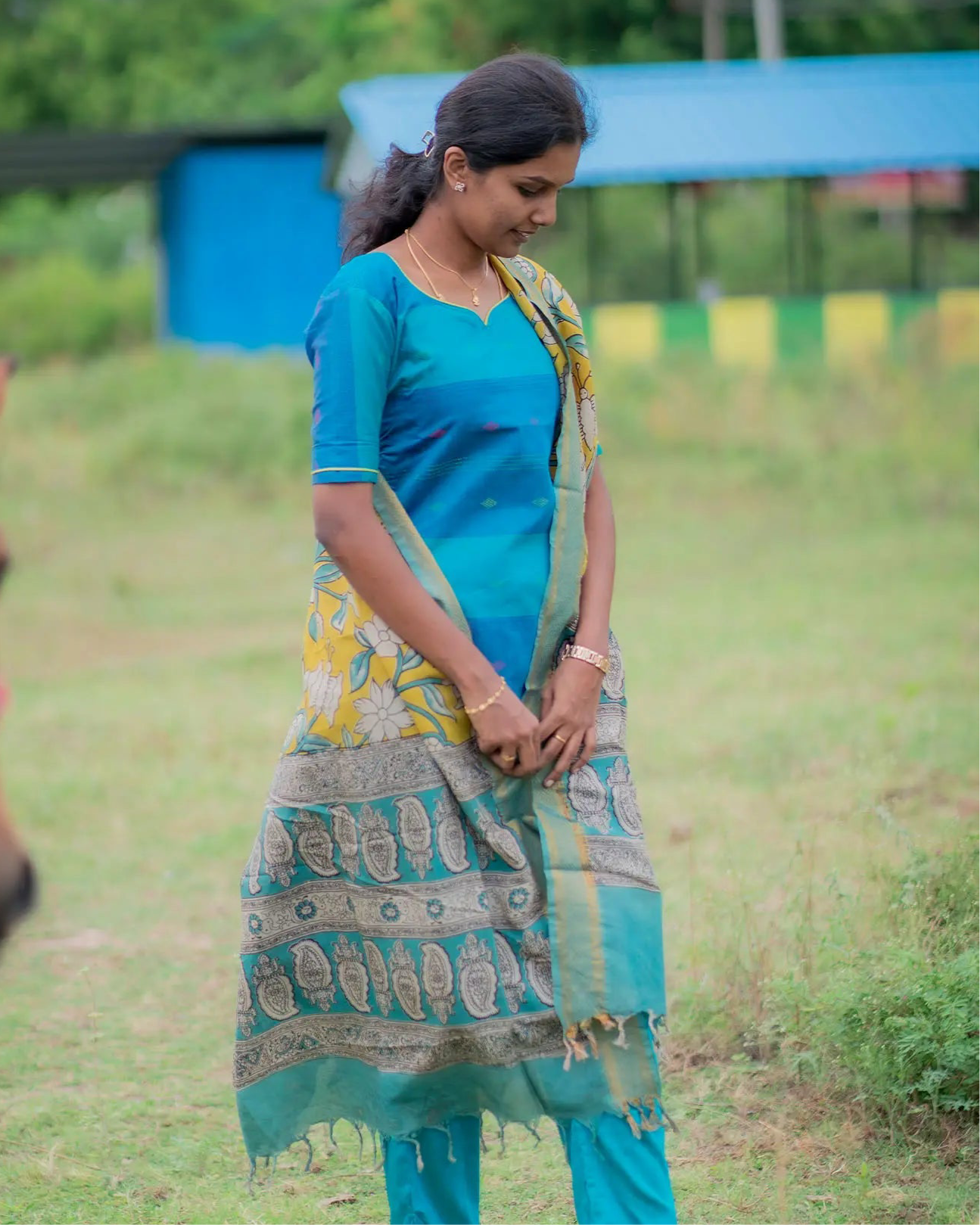 Luxe - Peacock Slub - Kalamkari Kurta Set