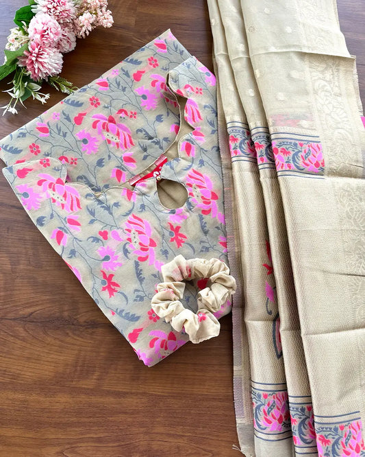 Banaras cotton kurta set (Top-Dupatta) (Pre Order 20-25 days)