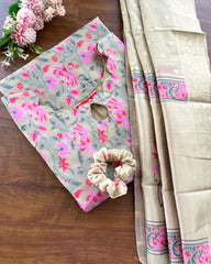 Banaras cotton kurta set (Top-Dupatta) (Pre Order 20-25 days)