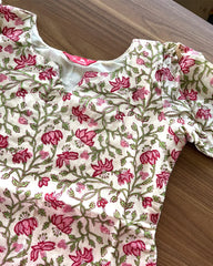Floral handblock cotton kurta set