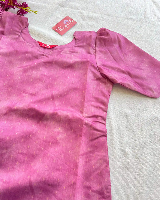 Purple Pink Chanderi Silk Kurta Set