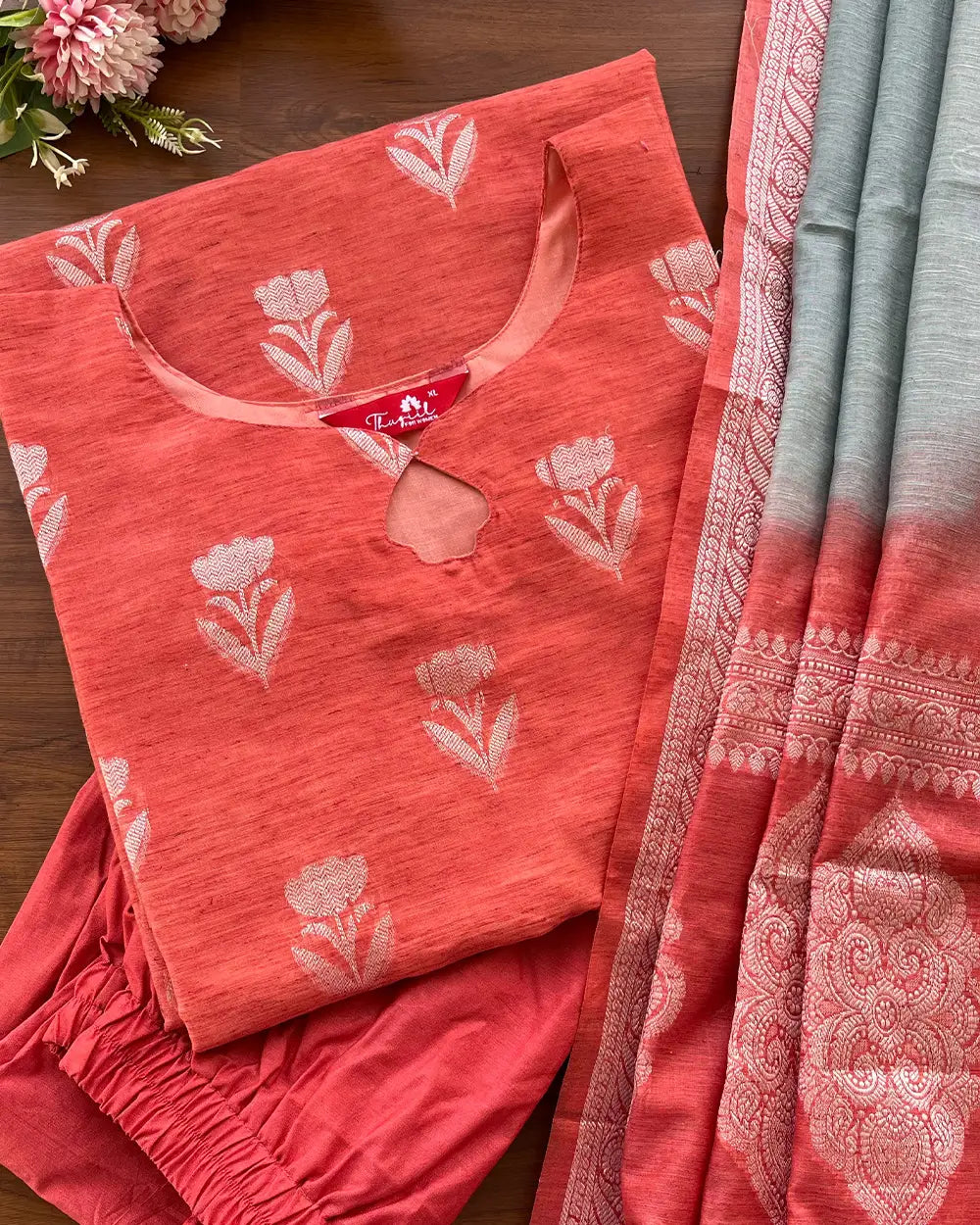 Georgia peach Linen Kurta Set (Pre order 10-15 days)
