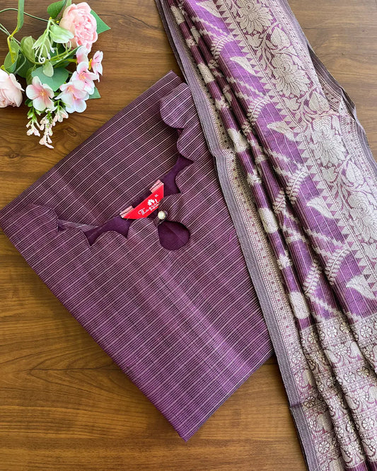 DarkPurple - Kota Banaras Kurta set (Top-Dupatta)