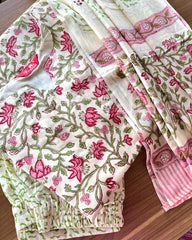 Floral handblock cotton kurta set