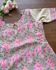 Banaras cotton kurta set (Top-Dupatta) (Pre Order 20-25 days)