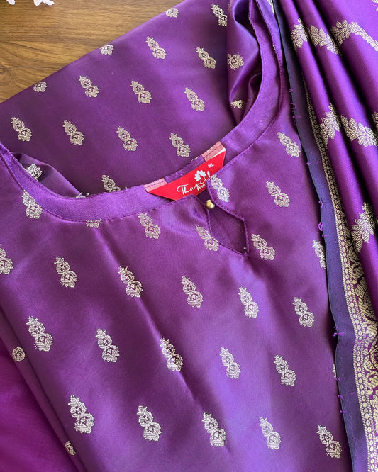 Purple Soft Silk Kurta Set