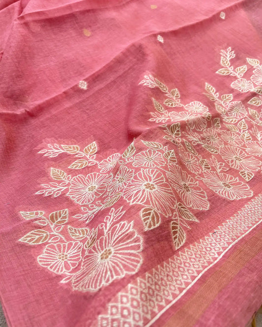 LUXE - Peach Pink Kurta Set (Top-Dupatta)