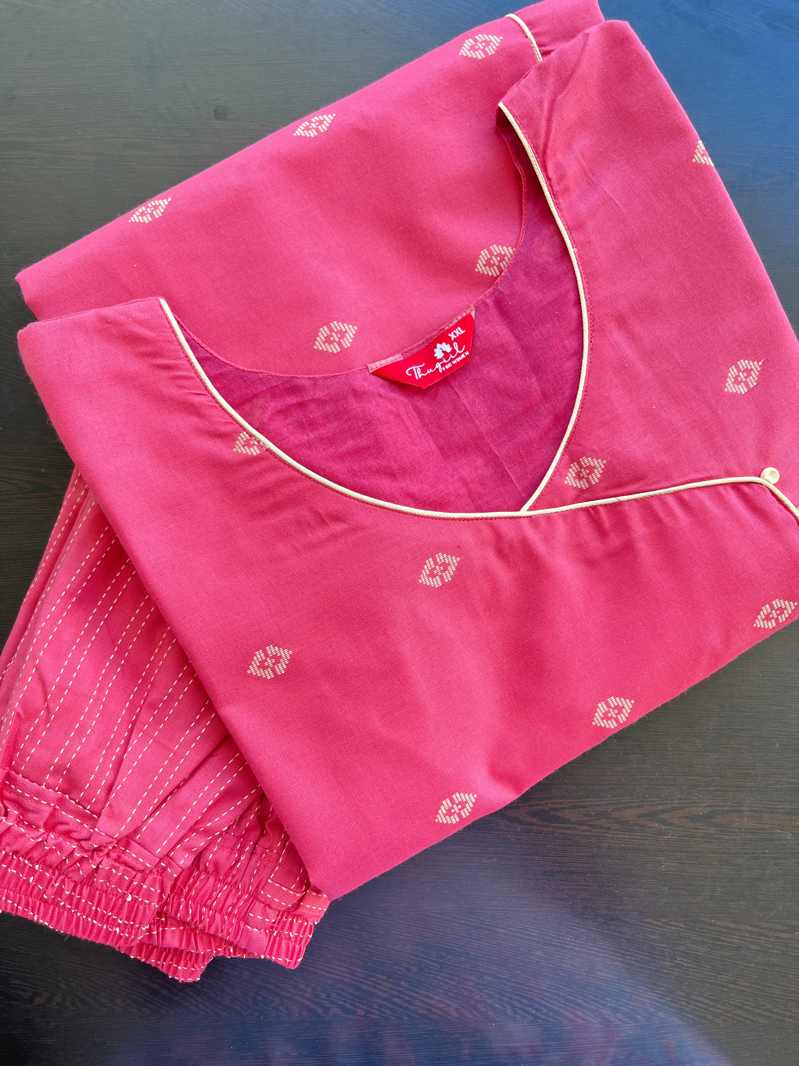 2 in 1 Peach Handloom Soft Cotton Kurta Set
