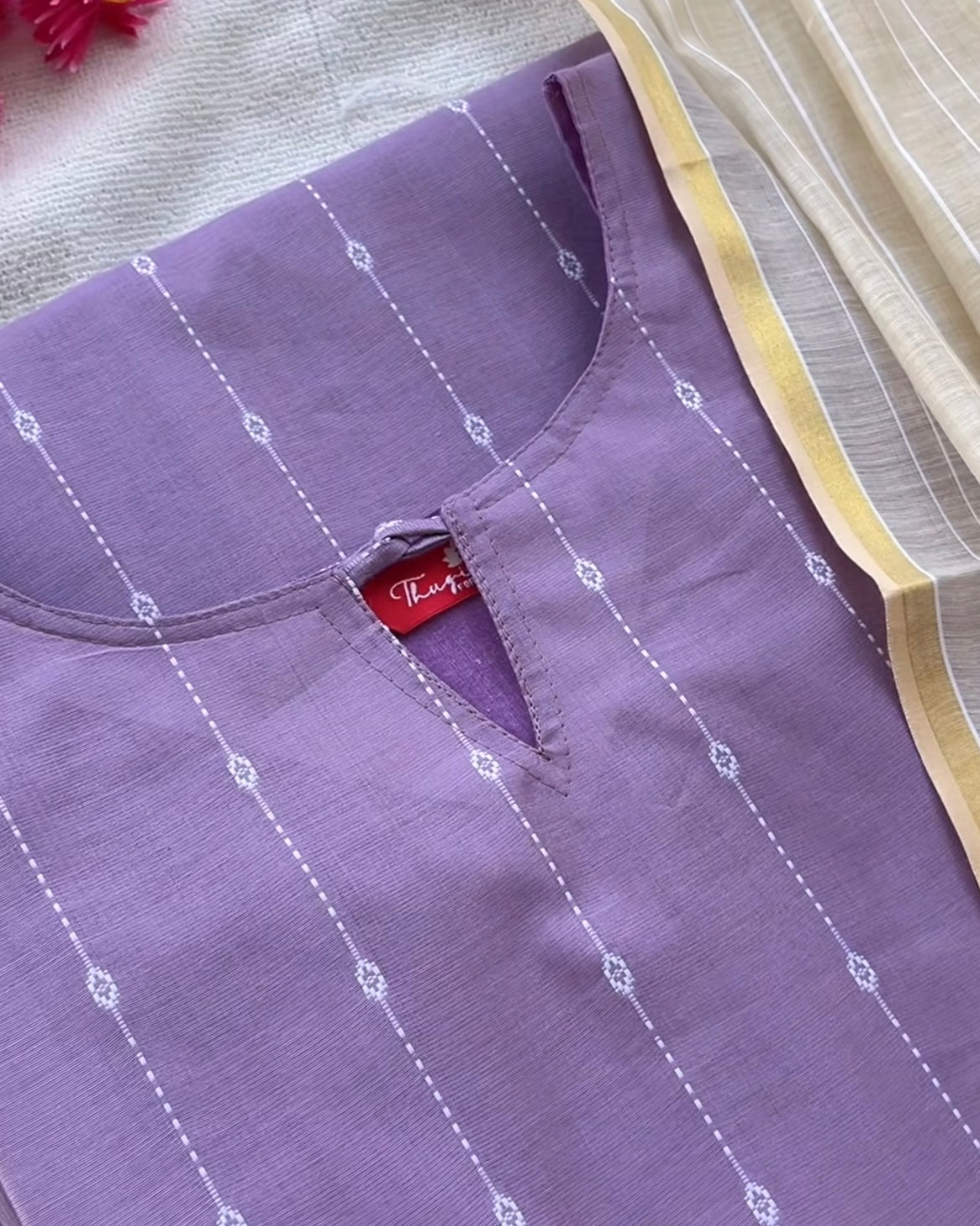 Lavender butter silk kurta set